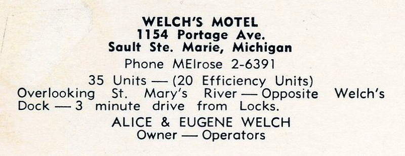 Welchs Motel - Vintage Postcard